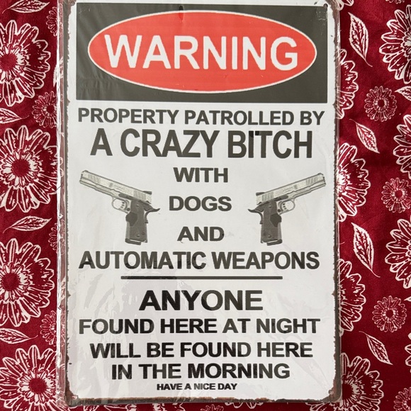 Humorous Warning Sign Poster - Red and Black - Picture 1 of 2